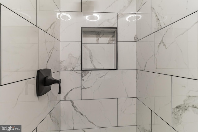 interior details with tiled shower