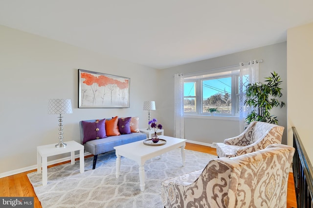 living room featuring baseboards and wood finished floors