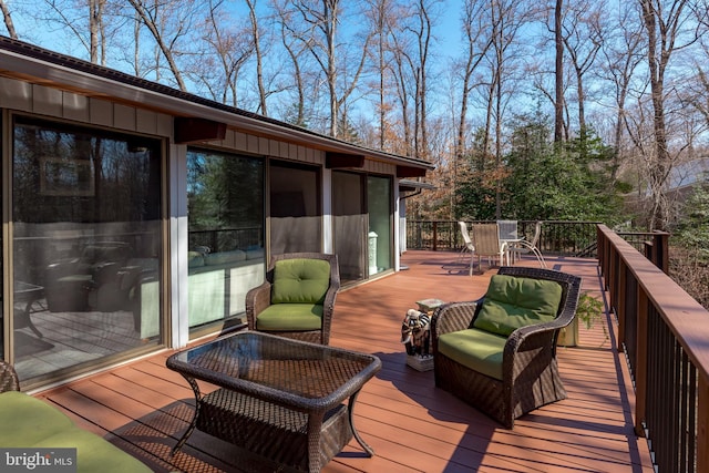 deck with an outdoor living space