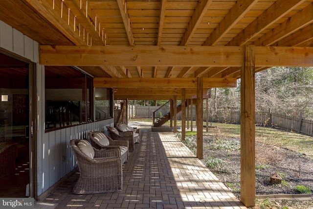 view of patio / terrace with stairs