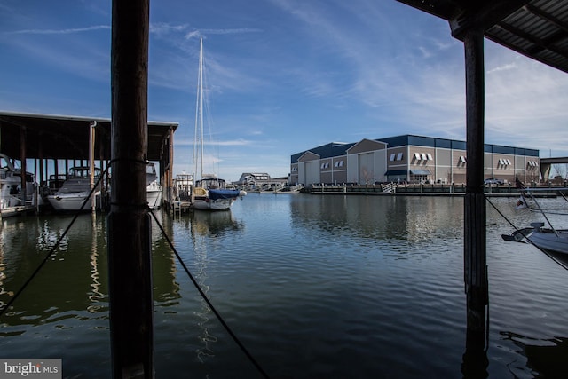 dock area featuring a water view