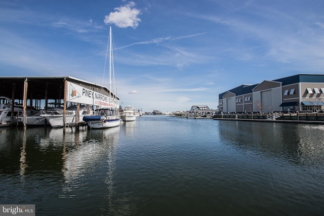 view of dock featuring a water view