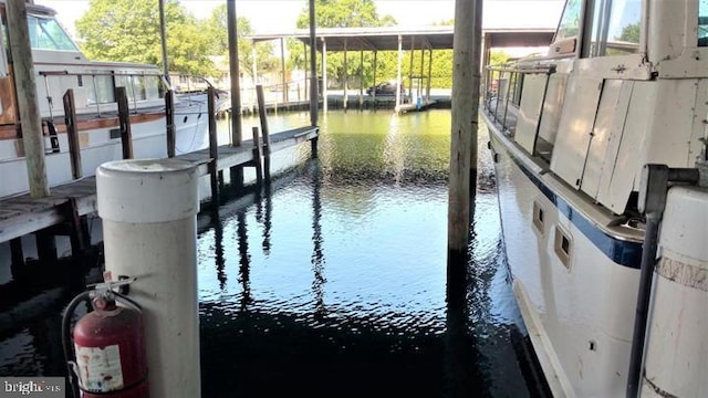 view of dock featuring a water view