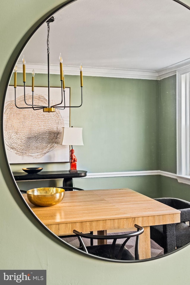 interior space featuring crown molding