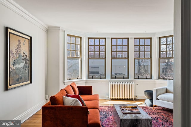 sunroom featuring radiator heating unit