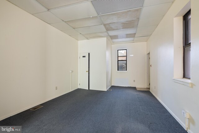 709 E Passyunk Ave, Philadelphia, PA 19147 - carpeted empty room featuring a paneled ceiling, visible vents, and baseboards