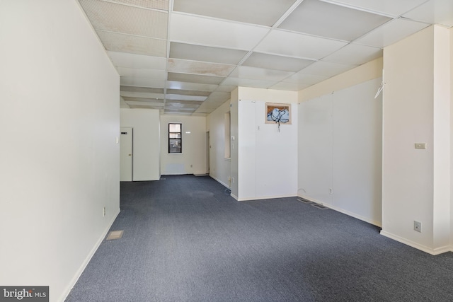 709 E Passyunk Ave, Philadelphia, PA 19147 - empty room featuring dark colored carpet, a drop ceiling, visible vents, and baseboards