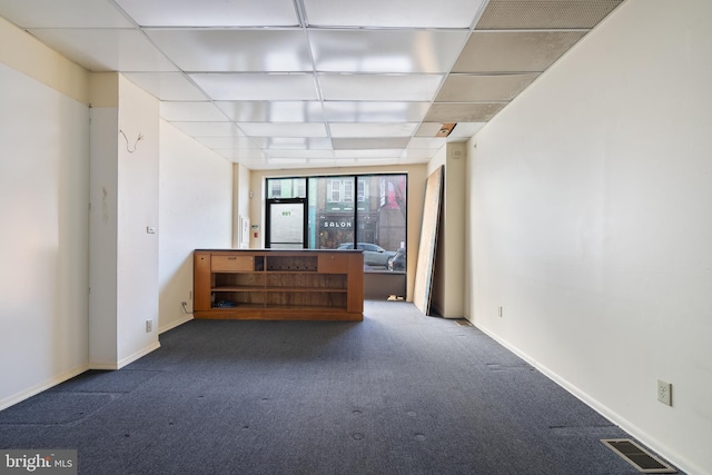 709 E Passyunk Ave, Philadelphia, PA 19147 - empty room featuring carpet floors, baseboards, visible vents, and a paneled ceiling