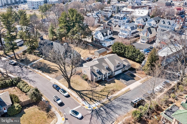 aerial view with a residential view