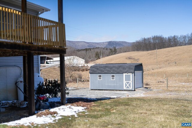 exterior space featuring a mountain view