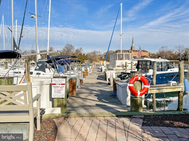 dock area featuring a water view