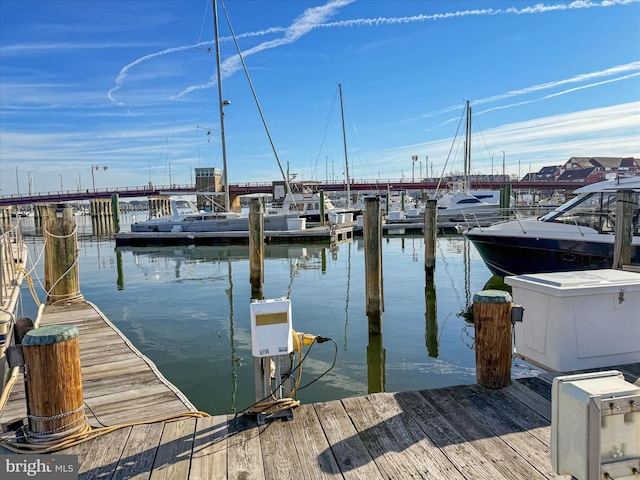 view of dock featuring a water view