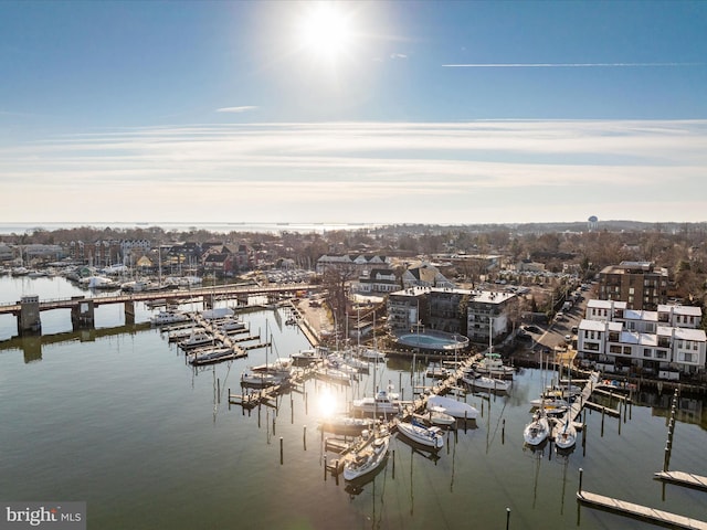 water view with a boat dock