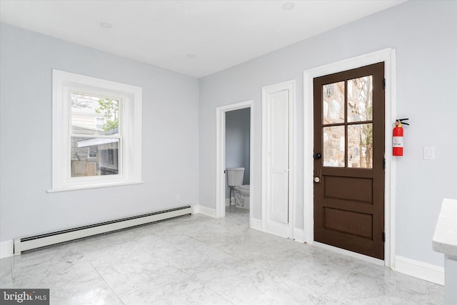 117 Morningside Dr, Trenton, NJ 08618 - foyer with a baseboard radiator, marble finish floor, and baseboards