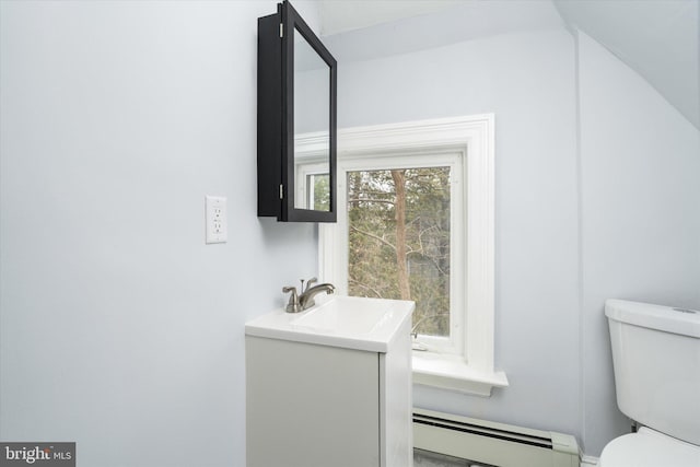 117 Morningside Dr, Trenton, NJ 08618 - bathroom featuring a baseboard radiator, vanity, and toilet