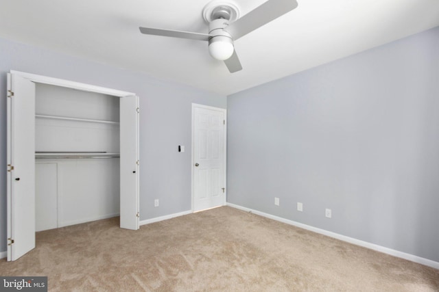 15431 Machodoc Dr, King George, VA 22485 - unfurnished bedroom with carpet flooring, baseboards, a closet, and ceiling fan