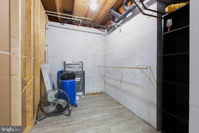 15431 Machodoc Dr, King George, VA 22485 - unfinished basement with wood finished floors and concrete block wall