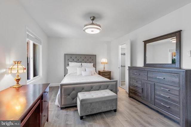 bedroom with light wood-style flooring