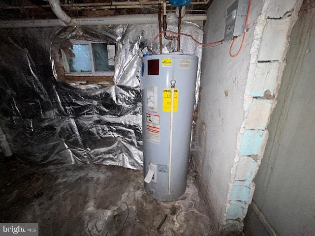 utility room with water heater