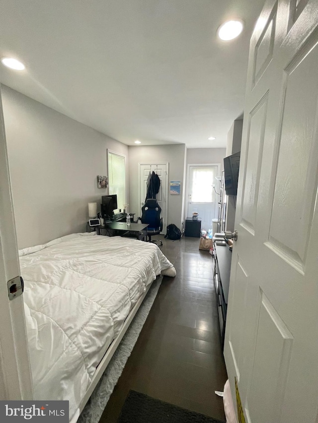 bedroom with recessed lighting