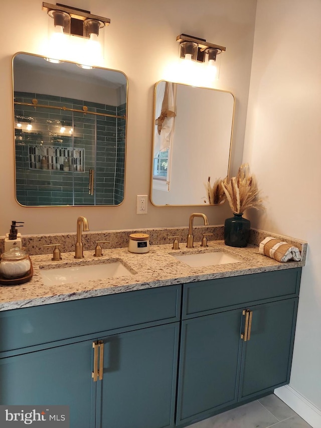 bathroom with double vanity and a sink