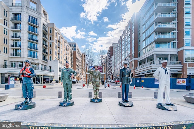 view of street with sidewalks and curbs