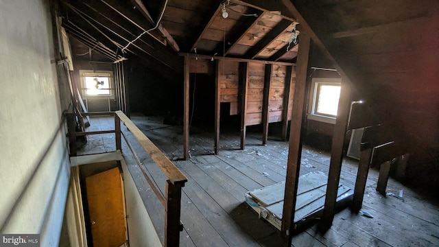 attic with an upstairs landing