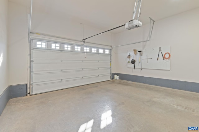 garage with a garage door opener