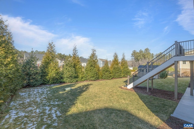 view of yard with stairway