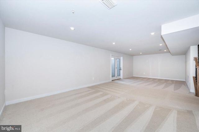 7508 Blue Sun Dr, Glen Burnie, MD 21060 - interior space with baseboards, visible vents, light colored carpet, and recessed lighting