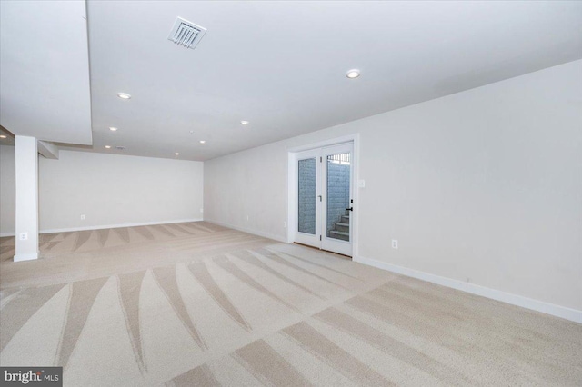 7508 Blue Sun Dr, Glen Burnie, MD 21060 - spare room with light carpet, baseboards, visible vents, and recessed lighting