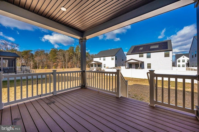 7508 Blue Sun Dr, Glen Burnie, MD 21060 - deck featuring a fenced backyard, a residential view, and a lawn