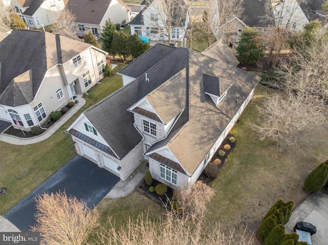 aerial view with a residential view