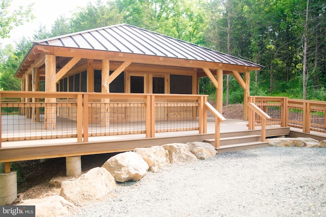 view of community featuring a wooden deck