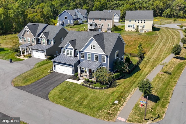 aerial view with a residential view