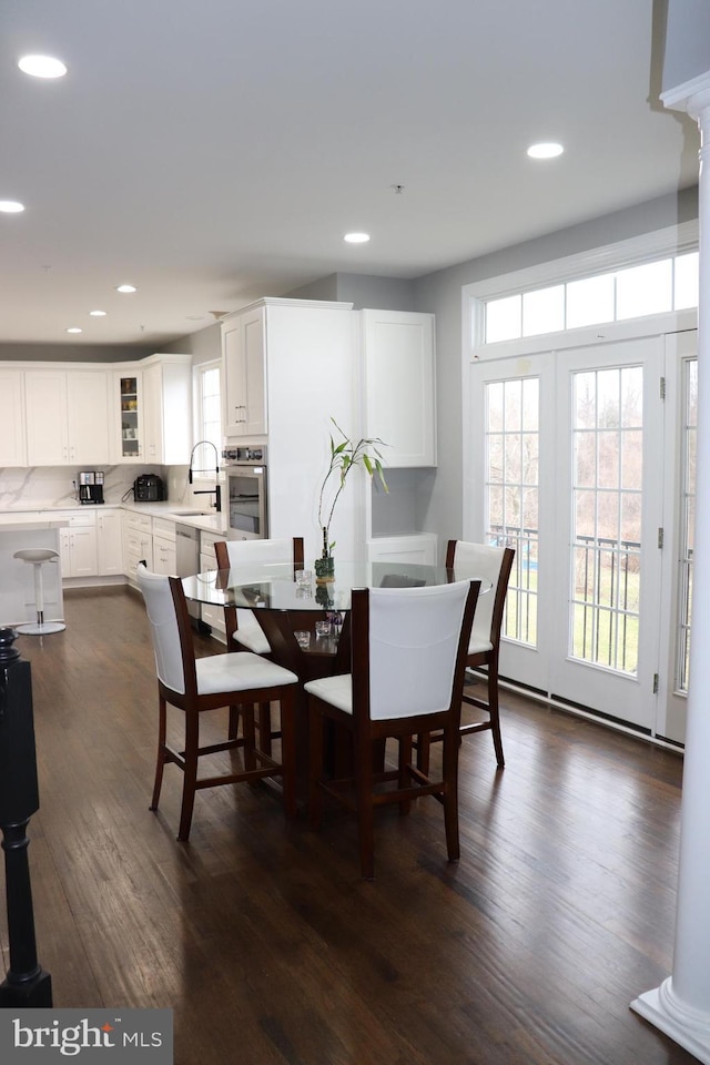 210 Potomac Ridge Dr, Fort Washington, MD 20744 - dining room with recessed lighting and dark wood-style floors