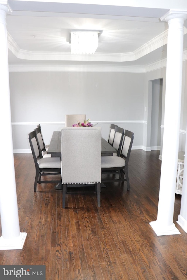 210 Potomac Ridge Dr, Fort Washington, MD 20744 - dining room with wood finished floors, crown molding, and ornate columns