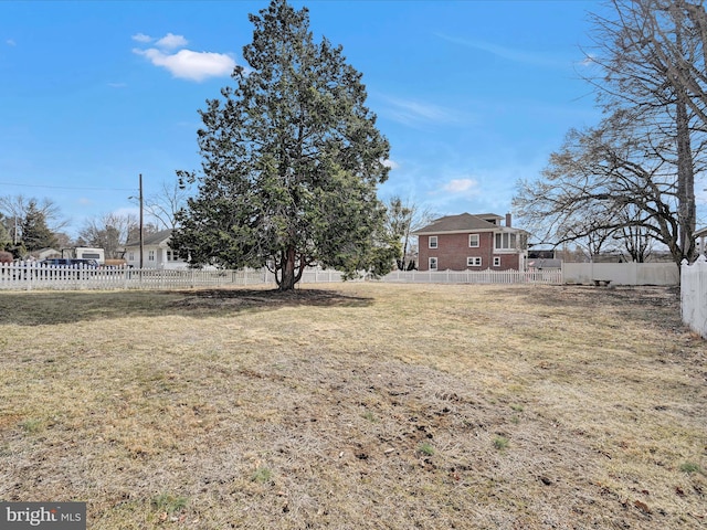 view of yard featuring a fenced backyard