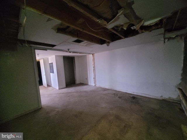 view of unfinished basement