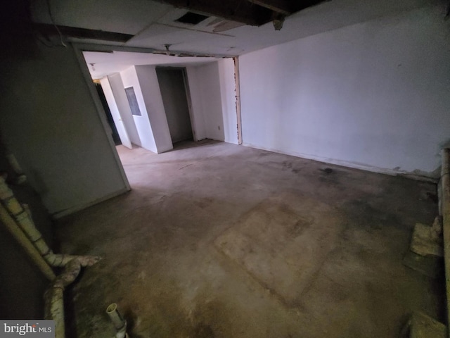 view of unfinished basement