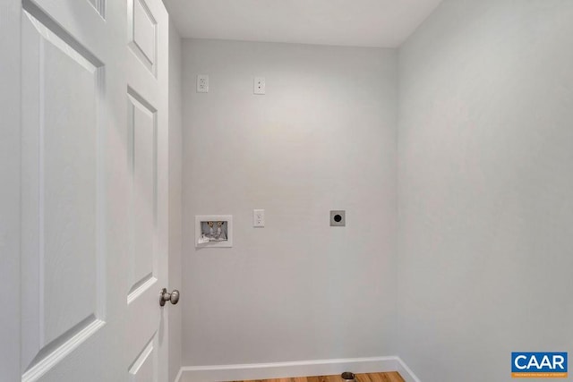 laundry area with baseboards, laundry area, washer hookup, and hookup for an electric dryer