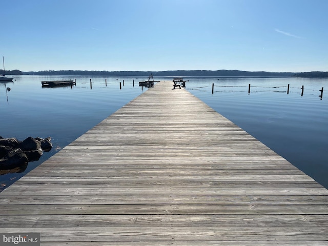 dock area featuring a water view