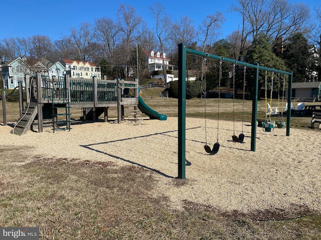 communal playground with a residential view