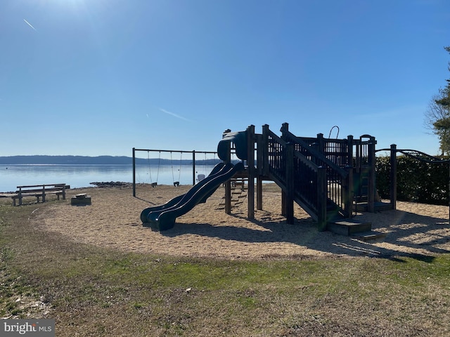 communal playground with a water view