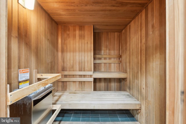 view of sauna / steam room with tile patterned flooring