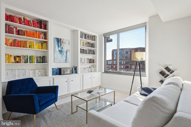 living area with baseboards