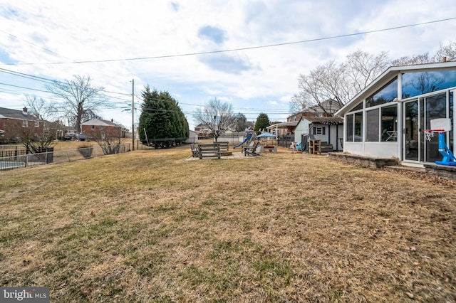 view of yard with fence