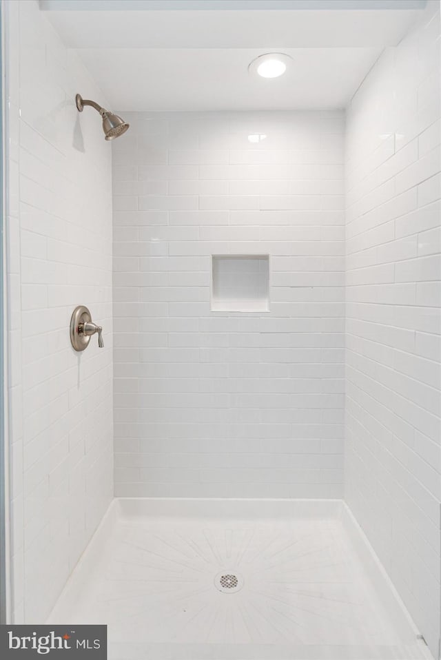 bathroom featuring a shower stall