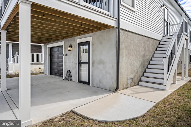 view of patio with stairway