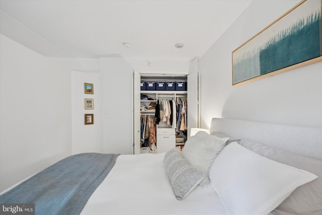 bedroom featuring a walk in closet and a closet